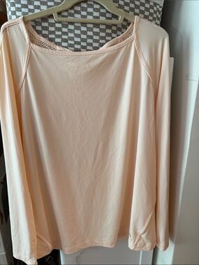 Soft Peach Long-Sleeve Scoop Neck Tee